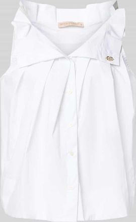 Rinascimento Rinascimento Bluse mit Umlegekragen und R&uuml;schen in Weiss, Gr&ouml;&szlig;e XL