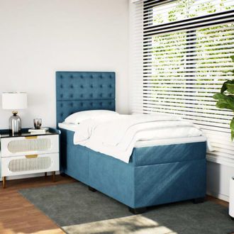 vidaXL Vidaxl - Cama Box Spring Con Colch&oacute;n Terciopelo Azul 100x200 Cm