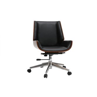 Miliboo Silla De Escritorio Madera Oscura Y Negra Curved