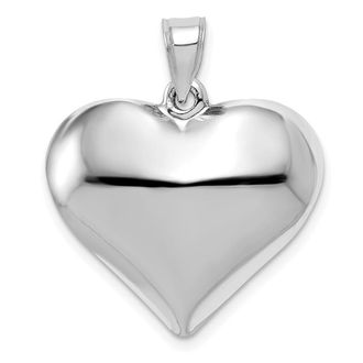 Diamond2Deal 14k White Gold Polished 3D Puffed Heart Pendant