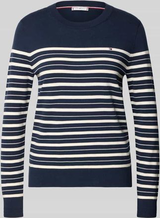 Tommy Hilfiger Regular Fit Strickpullover aus Baumwoll-Mix in Marine, Gr&ouml;&szlig;e XXL