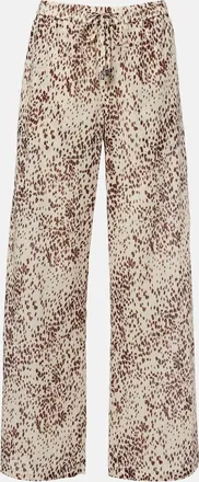 The Attico Leopard-print cotton wide-leg pants
