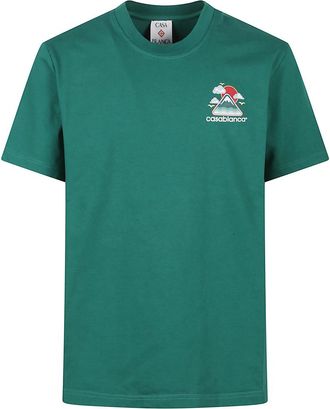 Casablanca Green Crewneck Printed T-Shirt