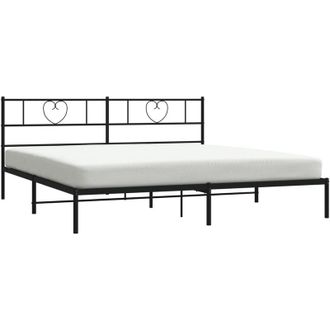vidaXL Estructura Cama Sin Colch&oacute;n Con Cabecero Metal Negro 200x200 Cm Vidaxl