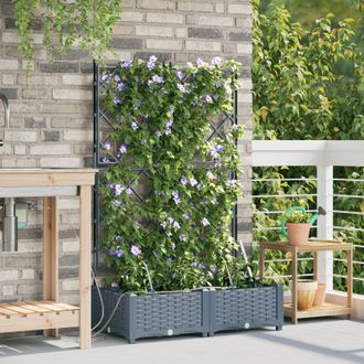 Berkfield Home Garden Planters with Water Irrigation System 2 pcs Light Grey