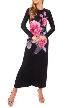 Ted Baker Eloise Placed Floral Long Sleeve Maxi Dress in Rich Black at Nordstrom, Size X-Small