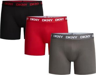 DKNY 3-Pack Soft Touch Boxer Briefs in Black/Red/Charcoal at Nordstrom, Size Xx-Large
