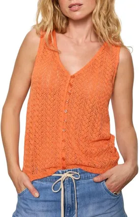 Sanctuary No Rush Front Button Sweater Vest in Hibiscus Orange at Nordstrom, Size X-Small