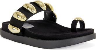 Azalea Wang Impisi Toe Loop Sandal in Black at Nordstrom, Size 10