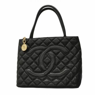 Chanel Black Grained Calfskin Tote Bag (Pre-Owned)