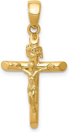 Diamond2Deal 10k Yellow Gold Polished 2-D Crucifix with Jesus on Cross Pendant