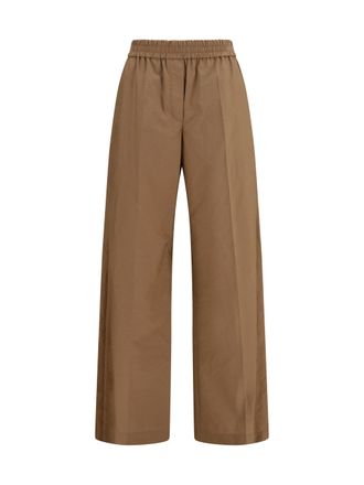 Brunello Cucinelli Womens Trousers With Elasticated Waist, Dune Cotton