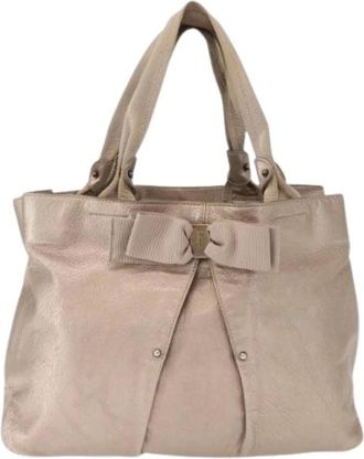 Ferragamo Pre-owned Handbags, female, Beige, Size: ONE SIZE Pre-owned Leather Tote