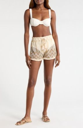 Ramy Brook Chevron Duke Drawstring Cover-Up Shorts in Sandstone Chevron at Nordstrom, Size Xx-Small