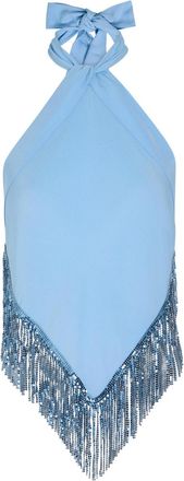 Paco Rabanne Fringed Chains Asymmetric Woven top - Blue - 38 (UK10 / S)