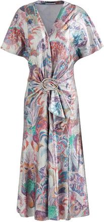 Paco Rabanne Draped Metallic Printed Midi Dress Size XS