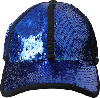 Dolce & Gabbana Royal Blue Sequin Baseball Hat Mens Men