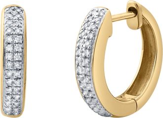 LuvMyJewelry Celaris 0.15 Ct 14K Gold Diamond Huggies