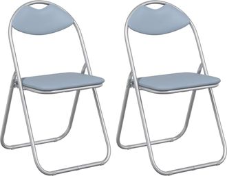vidaXL Silla Plegable 2 Uds. Cuero Sint&eacute;tico Gris 48 X 43,5 X 81 Cm Vidaxl