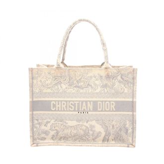 Dior Gray Ivory Canvas Handbag Tote Bag (Pre-Owned)