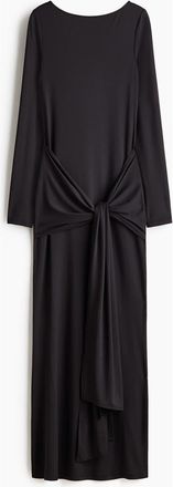 H&M Tie-detail Jersey Dress in Black at Nordstrom, Size Xx-Large