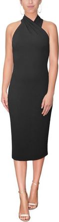 Rachel Roy Harland Crossover Halter Midi Dress in Black at Nordstrom, Size Xx-Large