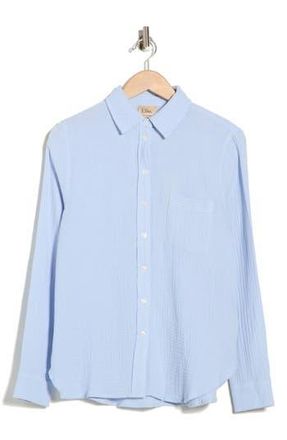 Elie Tahari Long Sleeve Cotton Gauze Button-Up Shirt in Light Blue at Nordstrom Rack, Size X-Large