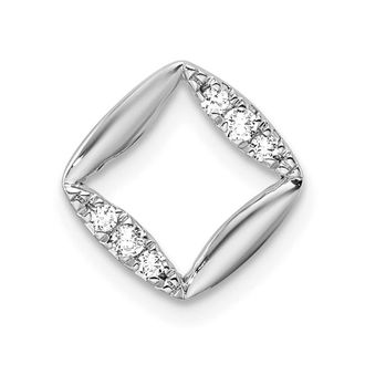 Diamond2Deal 14K White Gold Lab Grown Diamond Square Chain Slide Pendant (0.074ct, VS, G-H)
