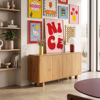 Oviala Aparador escandinavo de 4 puertas l160 cm madera clara