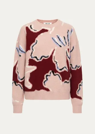 Diane Von F&uuml;rstenberg Mirella Floral Intarsia Wool-Cashmere Sweater