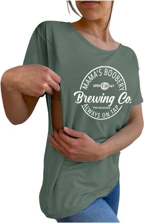 Generic Nursing Breastfeeding Shirts For Maternity Women UK Side Open Pregnancy Comfort Short Sleeve Tops Friendly Zip Tshirts MamaS Boobery Always On Tap Top