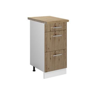 Vicco Mueble Bajo De Cocina R-line, Roble Artesanal, 40 Cm Con Cajones, Et Roble