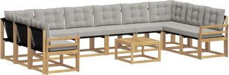 vidaXL Set Di Divani Da Esterno 11 Pz Bianco E Grigio Chiaro Vidaxl