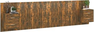 Berkfield Home Classic Bed Headboard with Cabinets Smoked Oak Engineered Wood in Brown