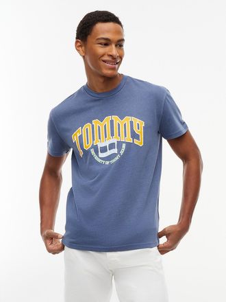 Tommy Hilfiger Mens Tommy Jeans Varsity Logo T-Shirt - Ice Grey Heather - XXL
