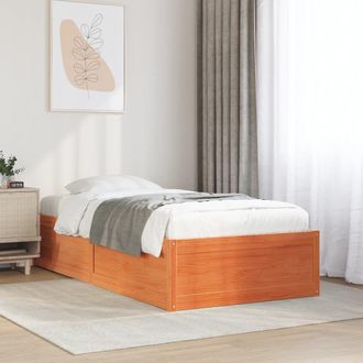 Berkfield Home Bed Frame without Mattress Wax Brown 100x200 cm Solid Wood Pine