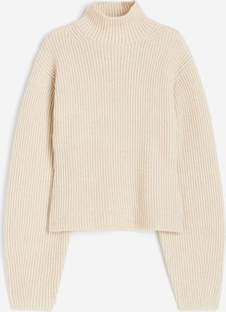 H&M Gerippter Pullover mit Turtleneck - Beige