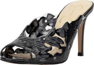 Jessica Simpson Womens Jessica Simpson Justera Floral High Heel Mule Black JS-JUSTERA