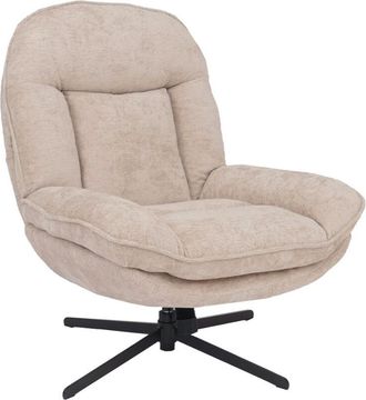 Hhg Sill&oacute;n Relax Hhg-187, Sill&oacute;n Para Televisi&oacute;n Con Suspensi&oacute;n Nosag, Sill&oacute;n Tapizado, Giratorio, Metal, Tejido/textil Chenilla (370 G/m&sup2;), Crema
