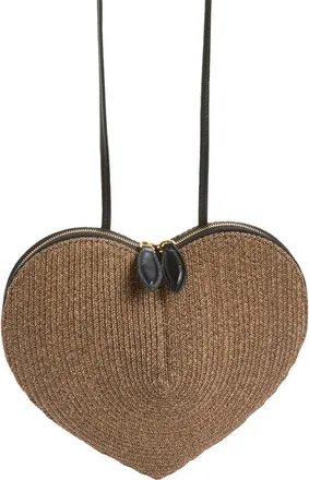 Alaia Le Coeur Raffia Crossbody Bag in Brun 743 at Nordstrom