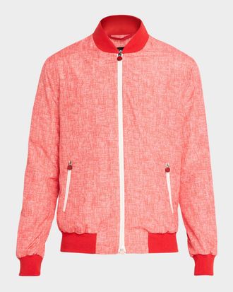 Kiton Men & apos;s Scratch Print Ribbed-Trim Blouson