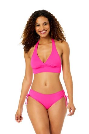 Anne Cole Womens Live In Color Solid Halter Bikini Top in Orchid at Nordstrom, Size X-Small