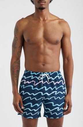 MAVRANS Salt Scene Swim Trunks in Blue at Nordstrom, Size Xx-Large