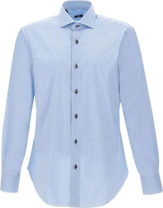 Barba Cotton Shirt - Heren - Casual Overhemden - Blauw - S - Katoen - Overhemden