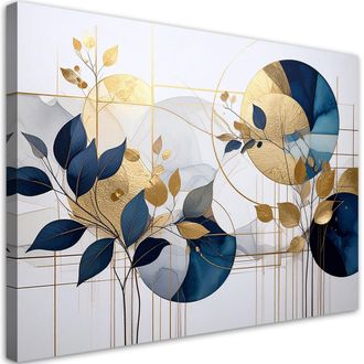 Feeby Impresi&oacute;n De Imagen, Hojas Abstractas Plantas Azul Glamour, 100x70