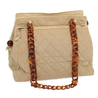 Chanel Pre-owned Shoulder Bags, female, Beige, Size: ONE SIZE Pre-owned Vintage Shoulder Bag