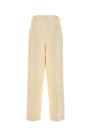 Bode Mens Cream Viscose Blend Wide-Leg Pant Pantaloni Trousers