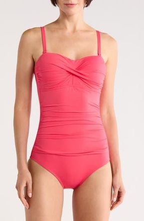 Jantzen Flora Bandeau One Piece Swimsuit in Sugar Coral at Nordstrom Rack, Size 14
