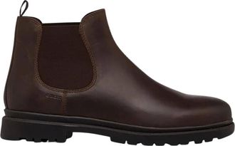 Geox Donkerbruine beatles enkellaarzen - Heren - Chelseaboots - Bruin - 44 EU - Leer - Schoenen