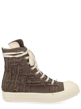 Rick Owens Patchwork Denim High-Top Side Zipper Sneakers